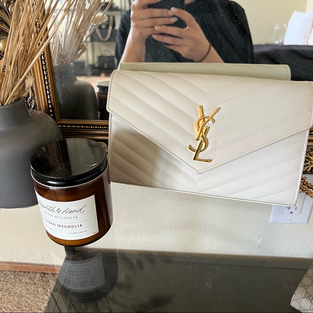 YSL wallet on chain WOC beige